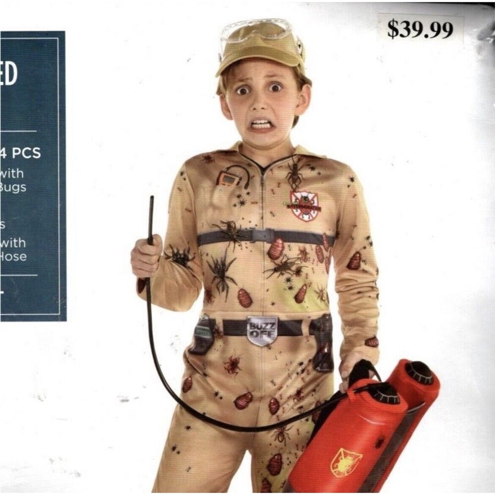 Bugged Out Exterminator Halloween Child Costume Size US 8-10 NEW 4 Pieces Bugs